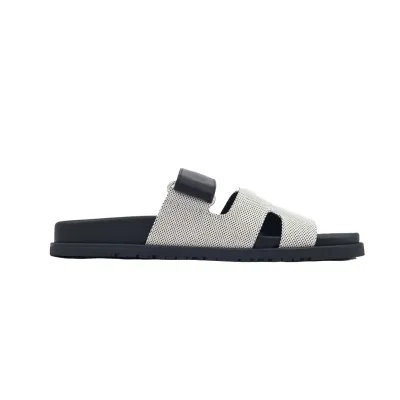Hermes Flat Slippers Dark Gray 02