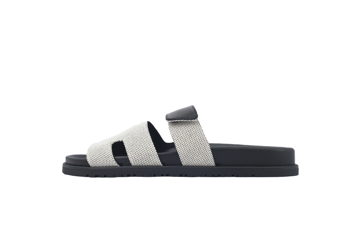 Hermes Flat Slippers Dark Gray