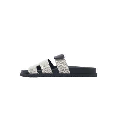 Hermes Flat Slippers Dark Gray 01