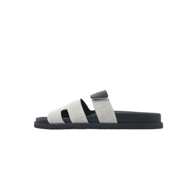 Hermes Flat Slippers Dark Gray 01