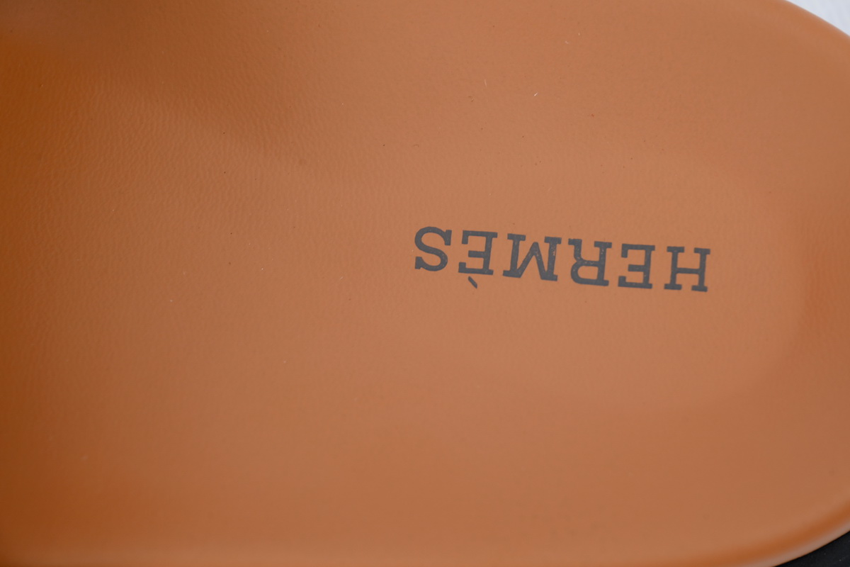 Hermes Flat Slippers Grey Coffee Color