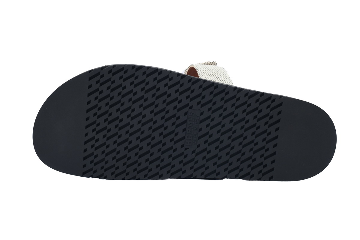 Hermes Flat Slippers Grey Coffee Color