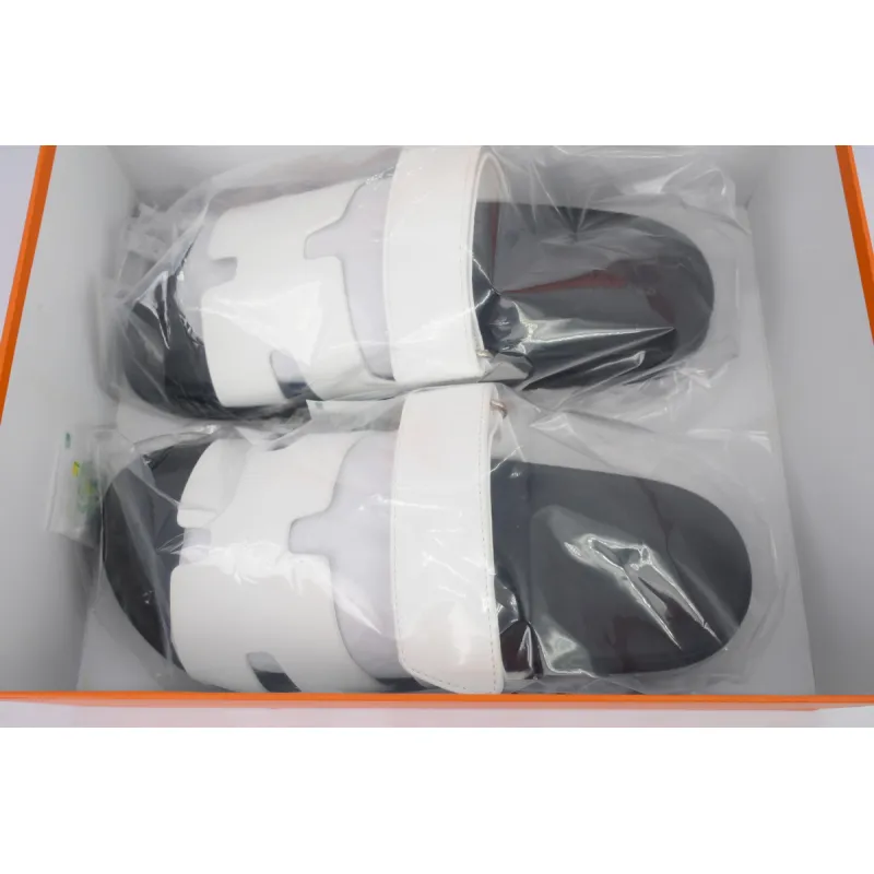 Hermes Flat Slippers White