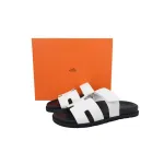 Hermes Flat Slippers White