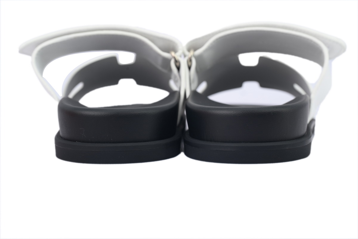 Hermes Flat Slippers White