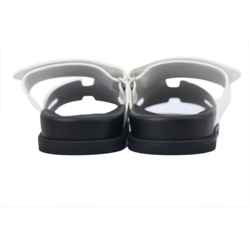 Hermes Flat Slippers White