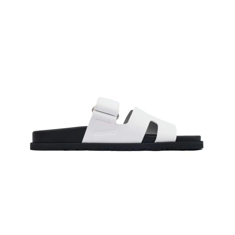 Hermes Flat Slippers White