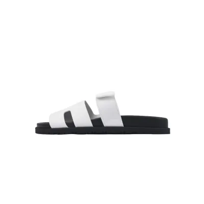 Hermes Flat Slippers White 01
