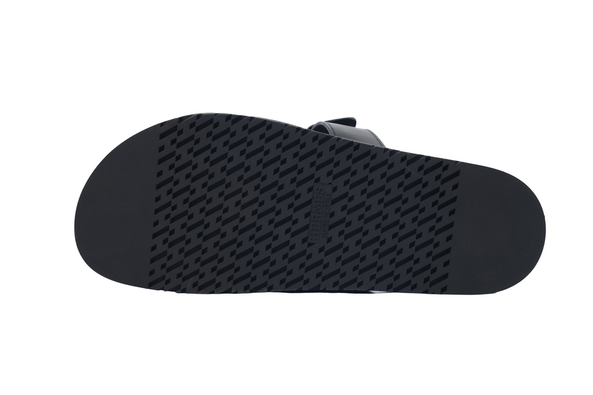 Hermes Khaki Black flip flops