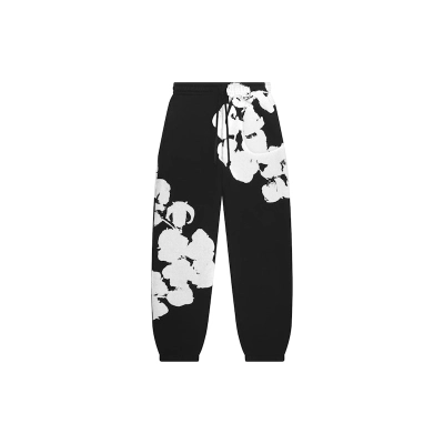 Denim Tears Big Cotton Wreath Sweatpants Black 01