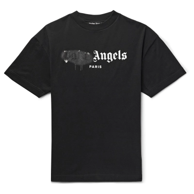 Palm Angels Paris Sprayed Logo T-Shirt 'Black/Black' 01