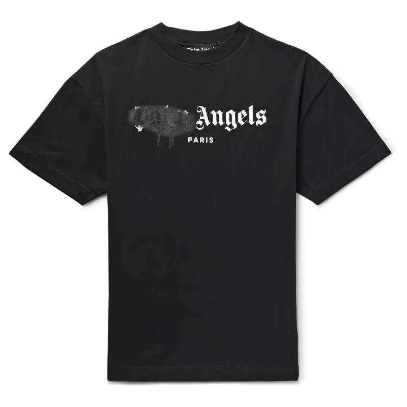 Palm Angels Paris Sprayed Logo T-Shirt 'Black/Black'