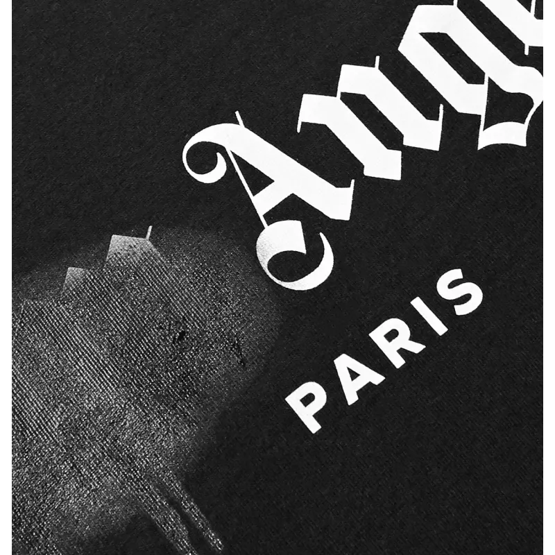 Palm Angels Paris Sprayed Logo T-Shirt 'Black/Black'
