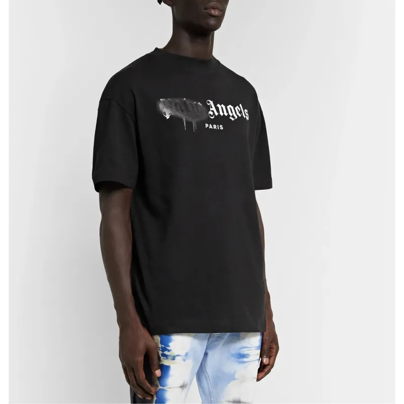 Palm Angels Paris Sprayed Logo T-Shirt 'Black/Black'