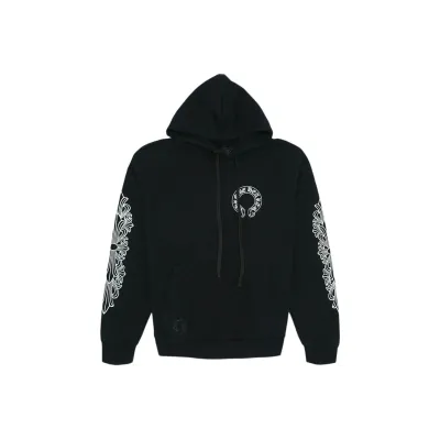 Chrome Hearts Horse Shoe Floral Hoodie Black 01