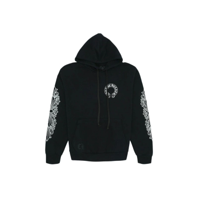 Chrome Hearts Horse Shoe Floral Hoodie Black 01