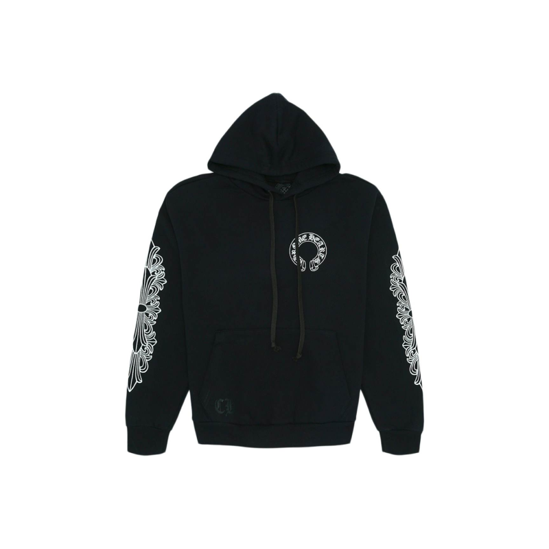 Chrome Hearts Horse Shoe Floral Hoodie Black