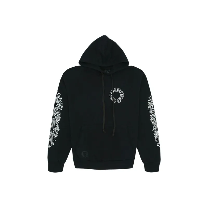Chrome Hearts Horse Shoe Floral Hoodie Black