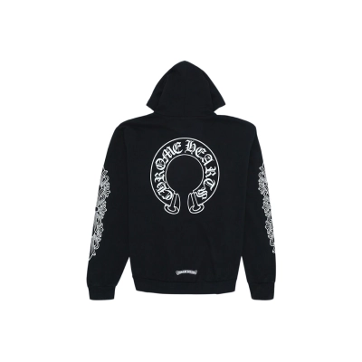 Chrome Hearts Horse Shoe Floral Hoodie Black 02