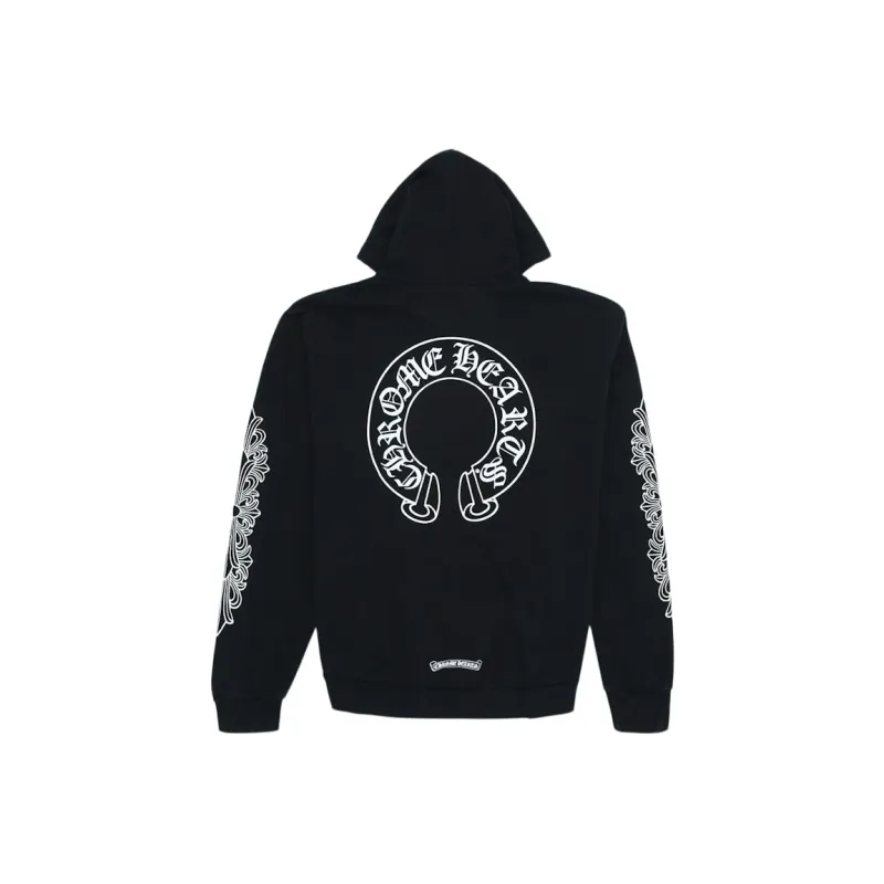 Chrome Hearts Horse Shoe Floral Hoodie Black