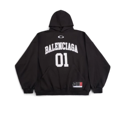 Balenciaga Basketball Series - Hoodie Large Fit in washed black archetype fleece 01