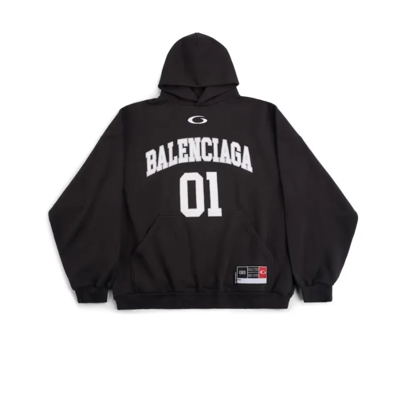 Balenciaga Basketball Series - Hoodie Large Fit in washed black archetype fleece