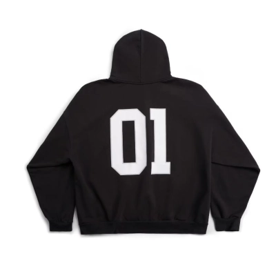 Balenciaga Basketball Series - Hoodie Large Fit in washed black archetype fleece 02