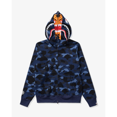 BAPE COLOR CAMO TIGER SHARK WIDE FULL ZIP DOUBLE-NAVY 01