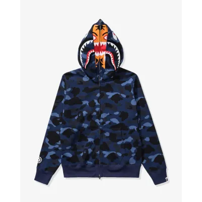 BAPE COLOR CAMO TIGER SHARK WIDE FULL ZIP DOUBLE-NAVY 01