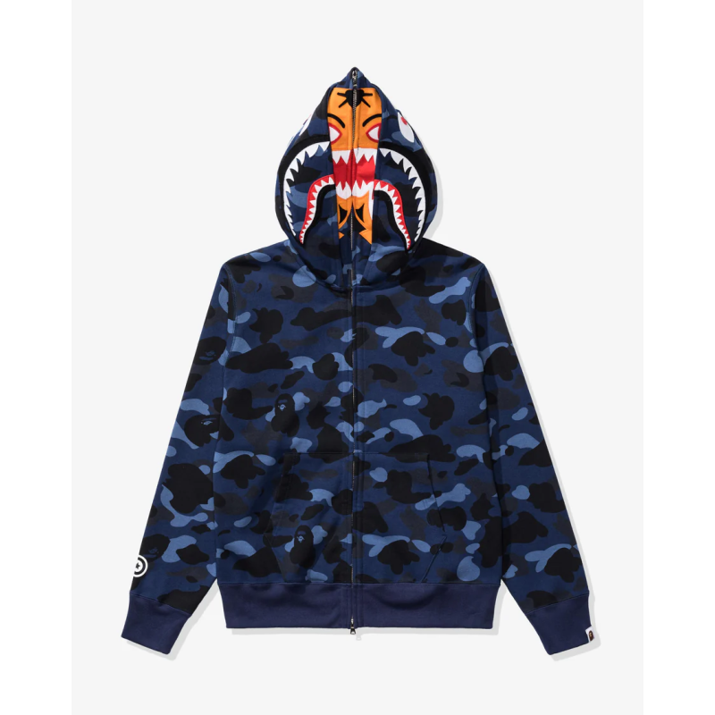 BAPE COLOR CAMO TIGER SHARK WIDE FULL ZIP DOUBLE-NAVY