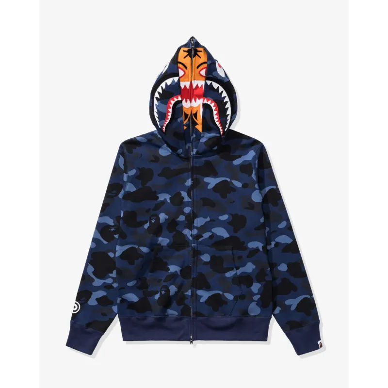 BAPE COLOR CAMO TIGER SHARK WIDE FULL ZIP DOUBLE-NAVY