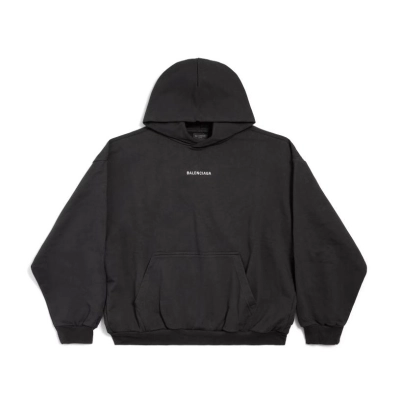 New Balenciaga Back Hoodie Medium Fit in Black medium fleece 01