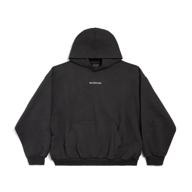 New Balenciaga Back Hoodie Medium Fit in Black medium fleece