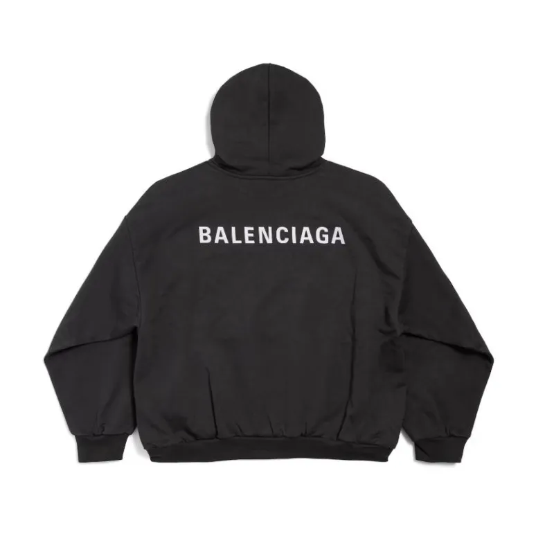 New Balenciaga Back Hoodie Medium Fit in Black medium fleece