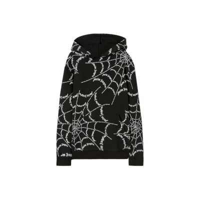 Palm Angels Spider Web Hoodie Black/Off White 01
