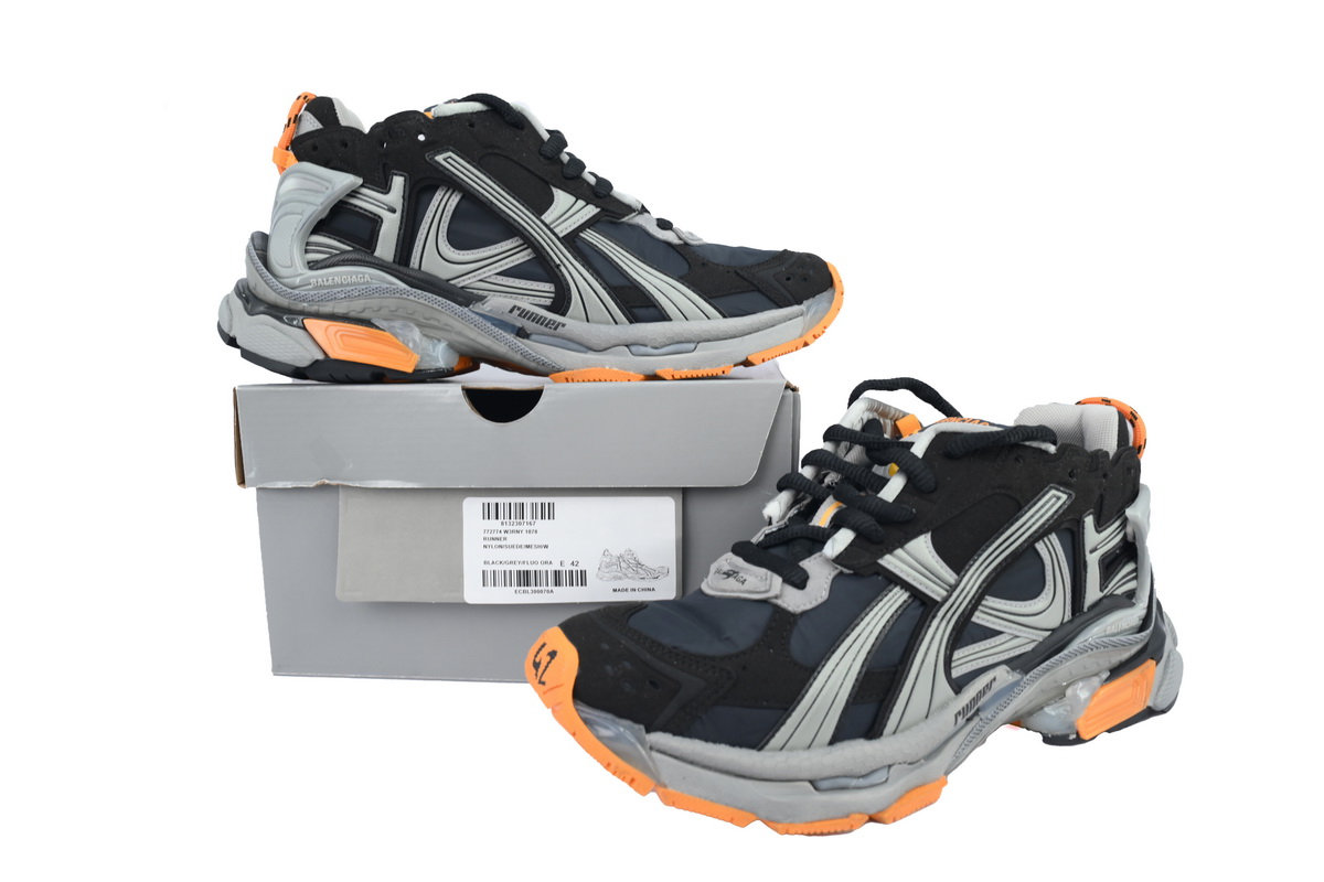PK God Batch Balenciaga Runner Sneaker 'Black Fluo Orange' 772774 W3RNY 1878