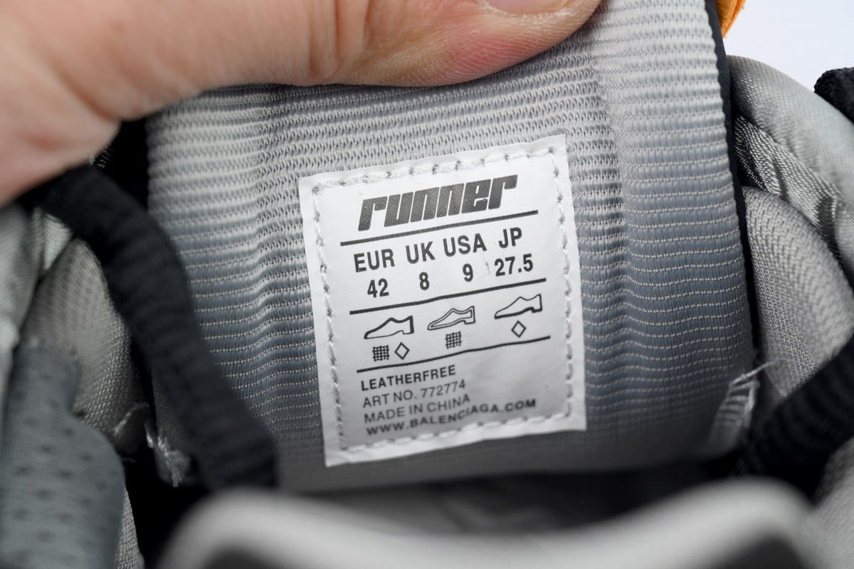 PK God Batch Balenciaga Runner Sneaker 'Black Fluo Orange' 772774 W3RNY 1878