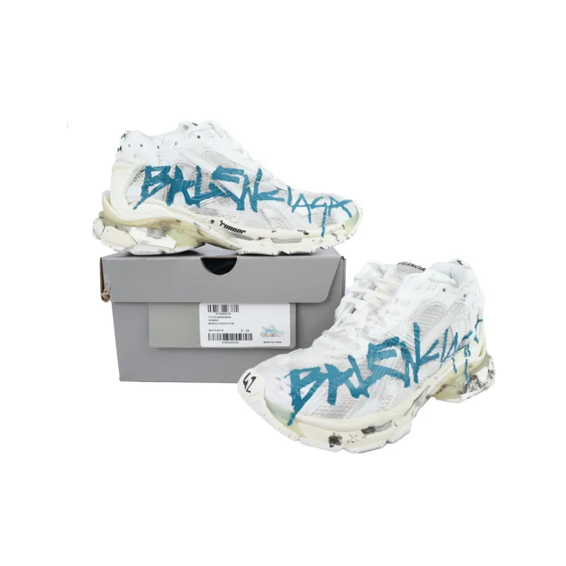 PK God Batch Balenciaga Runner Sneaker 'Graffiti - White Blue' 772774 W3RBQ 9040