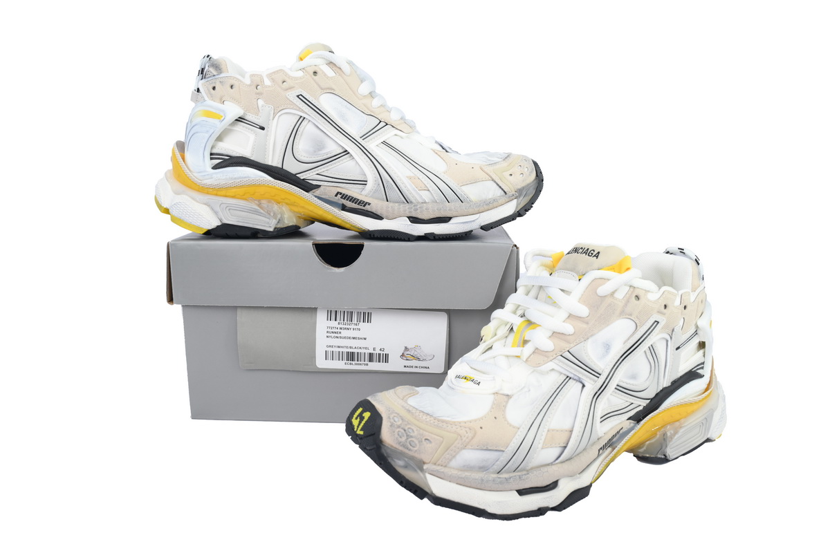 PK God Batch Balenciaga Runner Sneaker 'White Yellow' 772767 W3RNY 9170