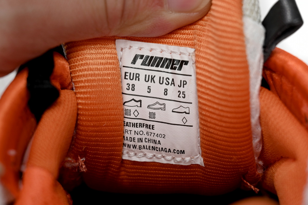 PK God Batch Balenciaga Runner White Orange Black 677402 W3RB7 9051