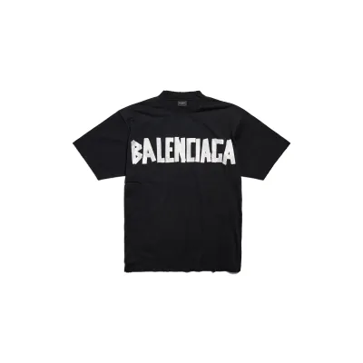 New Balenciaga Tape Type T-Shirt Medium Fit in black vintage jersey 01