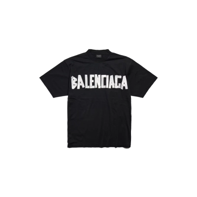 New Balenciaga Tape Type T-Shirt Medium Fit in black vintage jersey 01