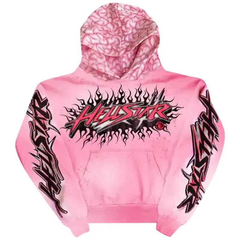 Hellstar Brainwashed With Brain Hoodie Pink