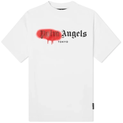 Palm Angels Tokyo Sprayed Logo T-shirt White 01