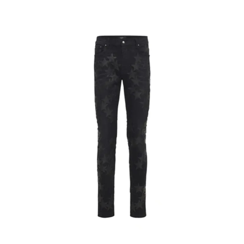 AMIRI Chemist Leather Star Aged Jeans Black