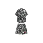 Chrome Hearts Cross Silk Shirt & Shorts Black Set Flaming Lips
