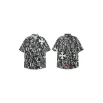 Chrome Hearts Cross Silk Shirt & Shorts Black Set Flaming Lips