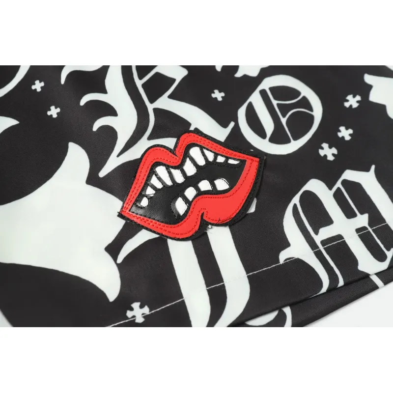Chrome Hearts Cross Silk Shirt & Shorts Black Set Flaming Lips
