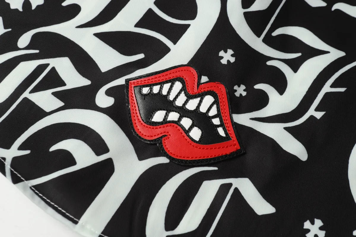 Chrome Hearts Cross Silk Shirt & Shorts Black Set Flaming Lips