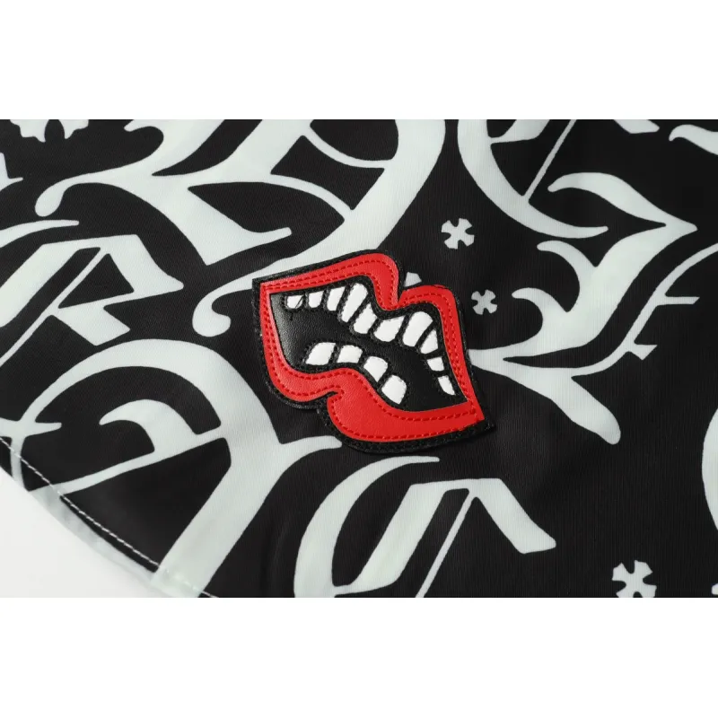 Chrome Hearts Cross Silk Shirt & Shorts Black Set Flaming Lips